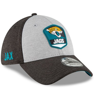 Men's Jacksonville Jaguars New Era Heather Gray/Black 2018 NFL Sideline Road Official 39THIRTY Flex Hat 3058260